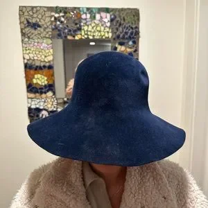 Vintage Borsalino Antica Casa Bucket Floppy Hat Blue Wool Velour Vintage Borsalino Grand Prix Paris Hat 1900 Italia Antica  main image 4
